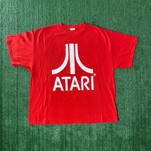 Vintage Atari Classic Logo Red TShirt Men’s Small XL DELTA Pro Weight - Picture 1 of 7
